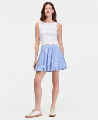 On 34th Womens Variegated Stripe Pull On Bubble-Hem Mini Skirt Macys Exclusive - Blue Montauk Combo 60$