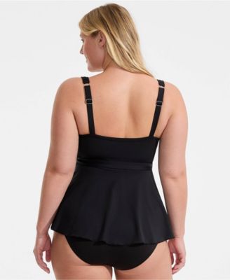 Plus Size Sweetheart Belted Flutter Tankini