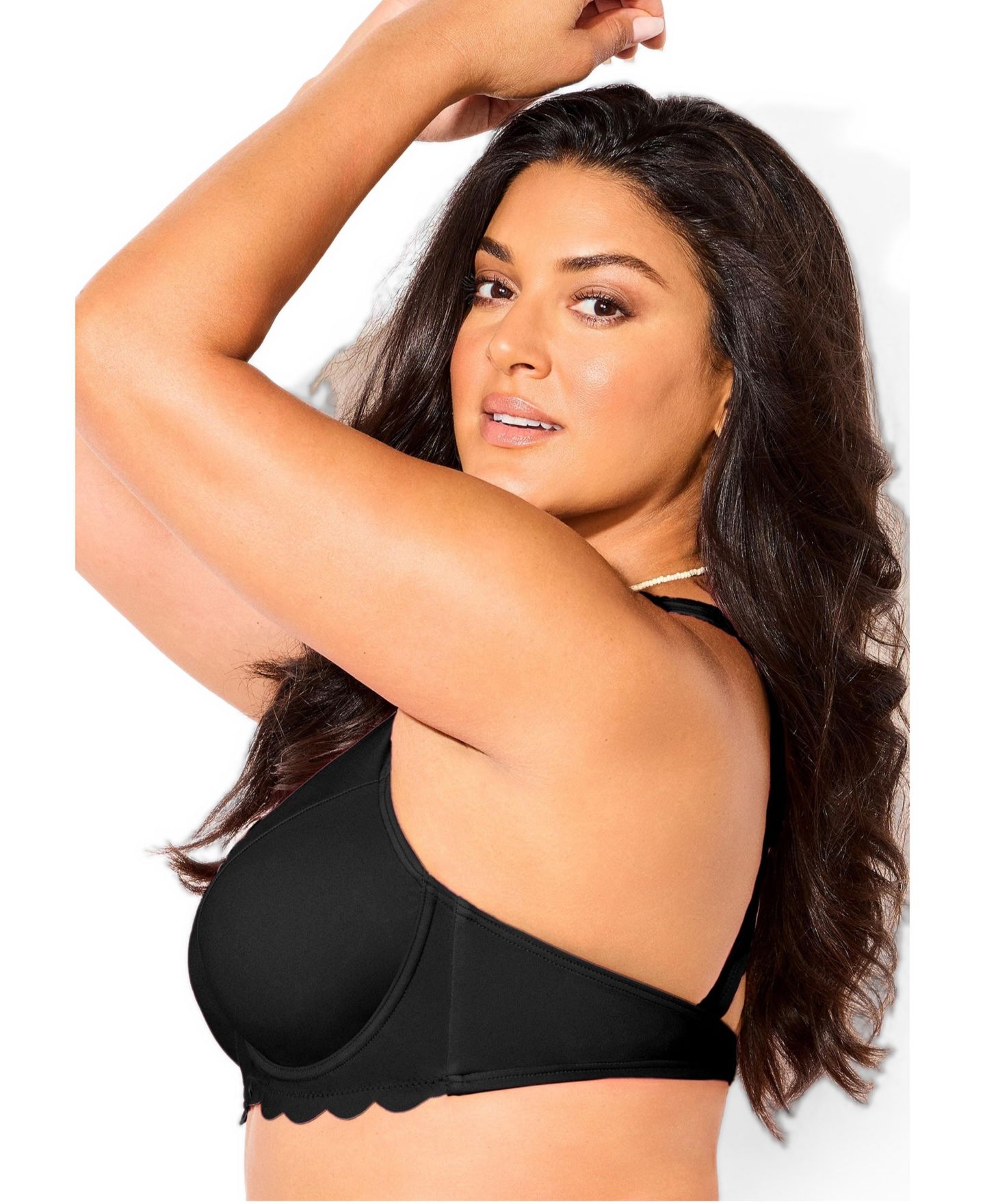 Верх бикини, на косточках, фестончатый край — Swimsuits for All, цвет: Чёрный — фото 3