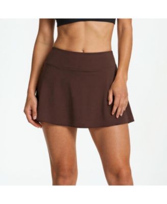 Women's Chlorine Resistant High Waisted Mini Swim Skirt With Shorts