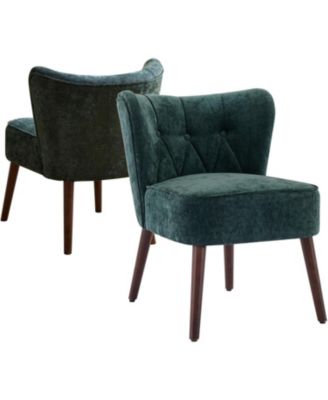 Modern Wingback Living Room Chair,Armless Lounge Chair with Wood Legs Upholstered Makeup Vanity Tufted Side Chair Fabric Comfy with Decor Back