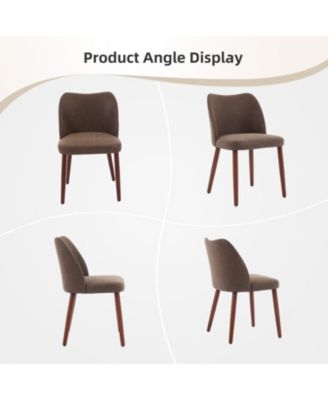 Leather Dining Chairs Set of 2, Upholstered Wingback Chairs with Wood Legs