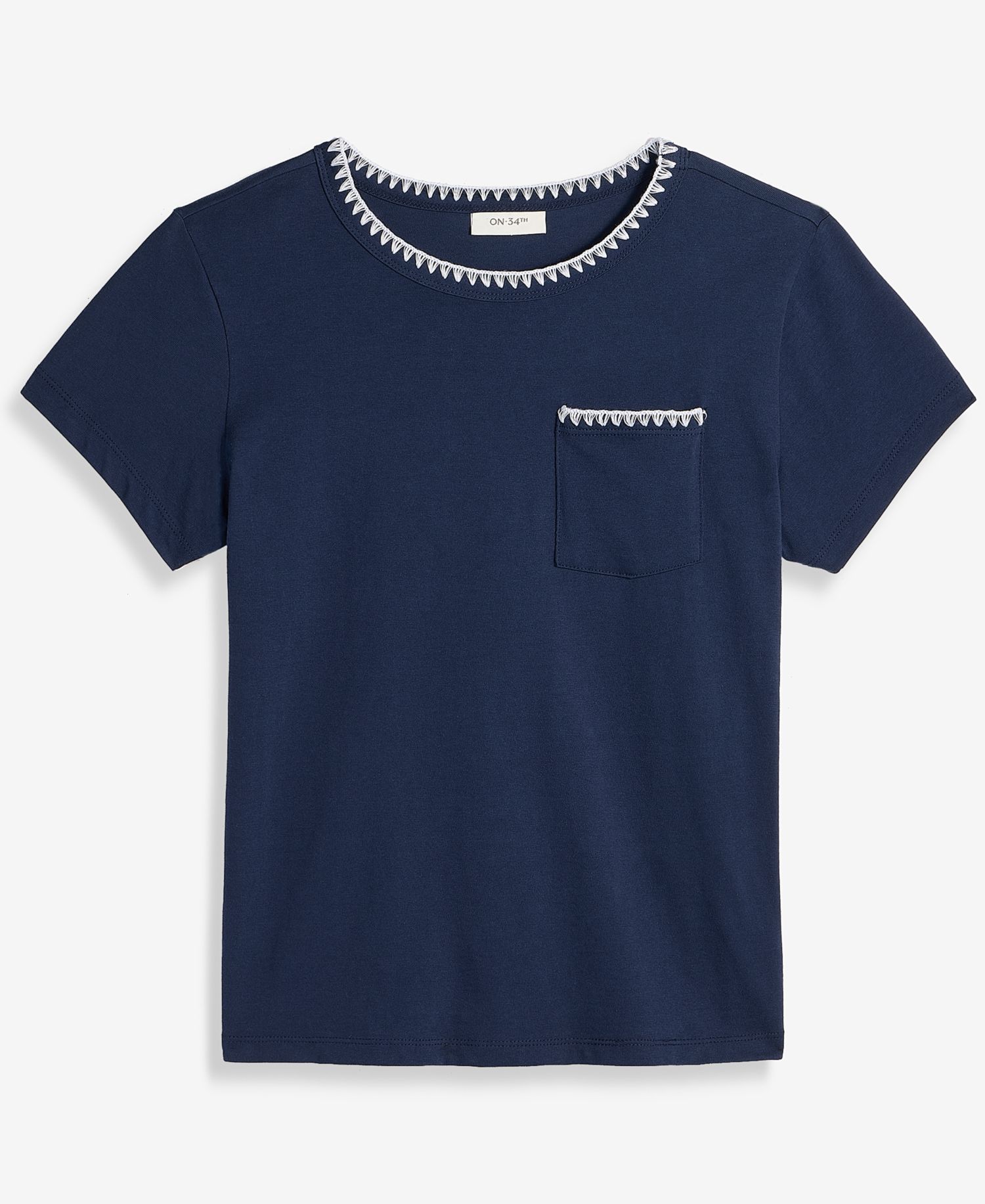 Women's Blanket-Stitch Pocket T-Shirt