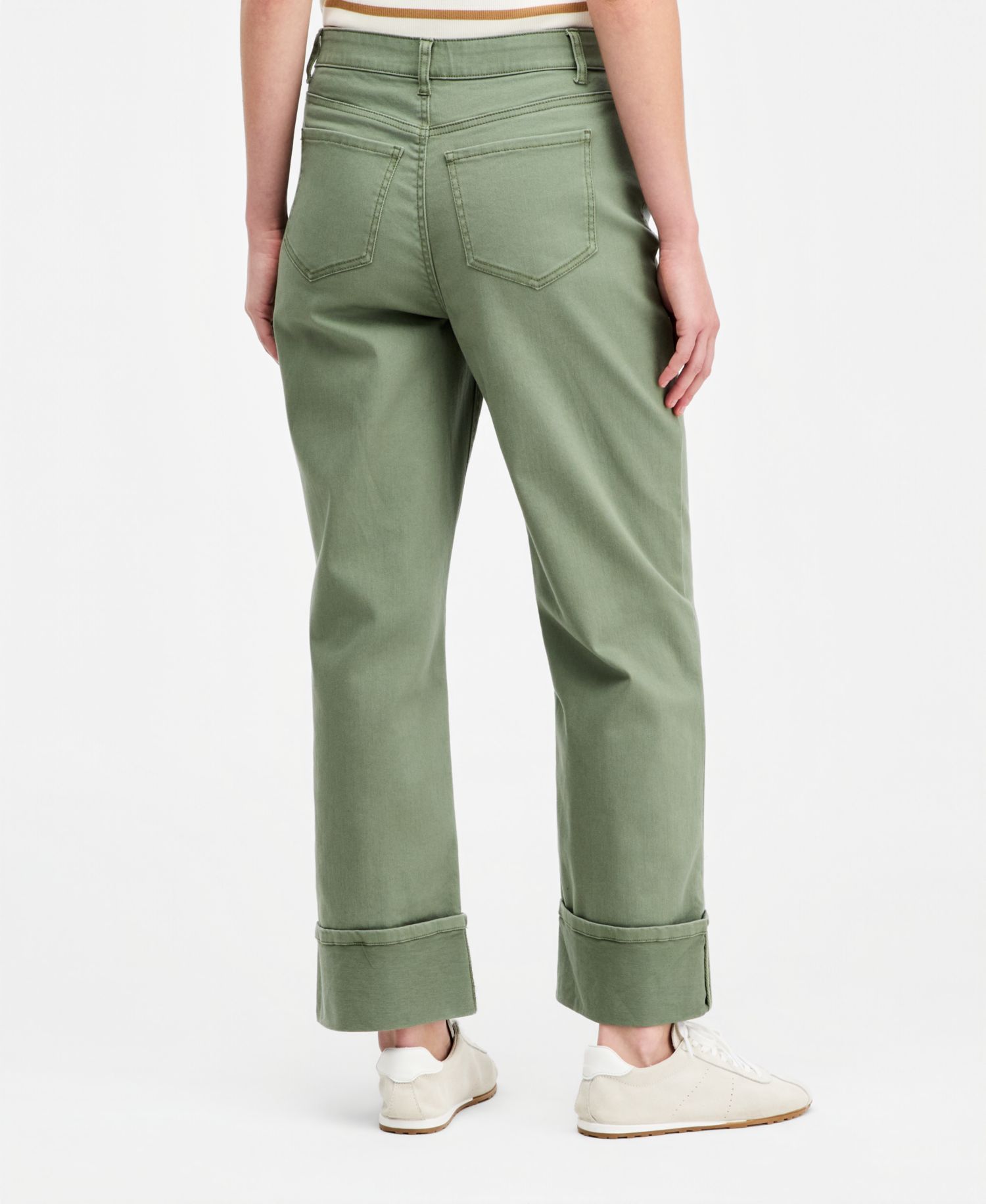 Women's High-Rise Cuffed Wide-Leg Ankle Pants