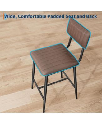 Bar Stools Set of 8, Counter Height Chairs with Back & Footrest, Thick Cushion & Metal Legs