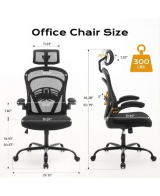Ergonomic Office Chair,Computer Desk Chair Comfy with Flip-Up Armrests,High Back Mesh Desk Chair with Wheels,Comfortable Armchair for Home