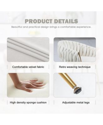 Velvet Bar Stools Set of 2 - Hand-Wave Back, Golden Chrome Base and Footrest, Counter Height Chairs for Kitchen Island, Home Pub