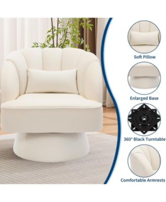 Modern  Swivel Barrel Accent Chair, Velvet, Beige