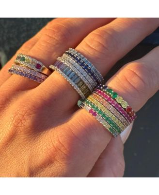 Suzy Levian Sterling Silver Thin Cubic Zirconia Eternity Band