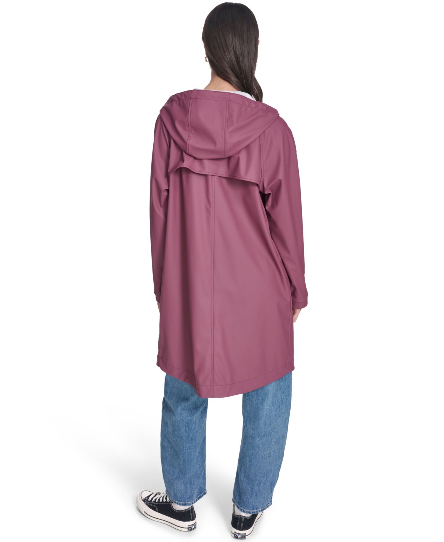 Plus Size Raglan-Sleeve Hooded Rain Jacket