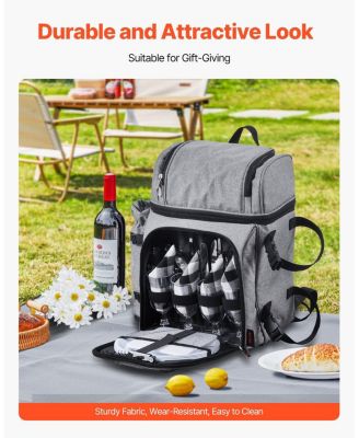 4-Person Picnic Backpack with Insulated Cooler, Blanket and Tableware Set