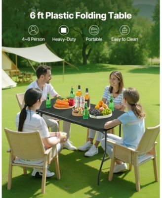 6 Ft Fold-in-Half Folding Table with Carry Handle