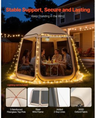 10 x 9.2 Ft Pop-Up Screen House Tent with Awning for 4-8 People