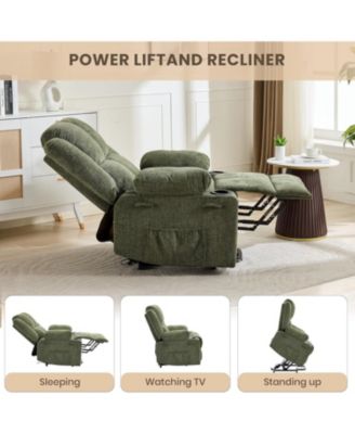 Oversized Power Lift Recliner Chair for Elderly,Adjustable Lay Flat Lift Chair Electric Recliner Chairs with Massage and Heat,for Living Room