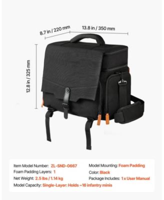 Miniature Figure Storage Bag Fits 16 Infantry Minis with Foam Insert and Shoulder Strap