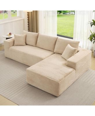 108" Sectional Couches for Living Room, L-Shaped Plush Corduroy Fabric Upholstered Modular Sectional Couches