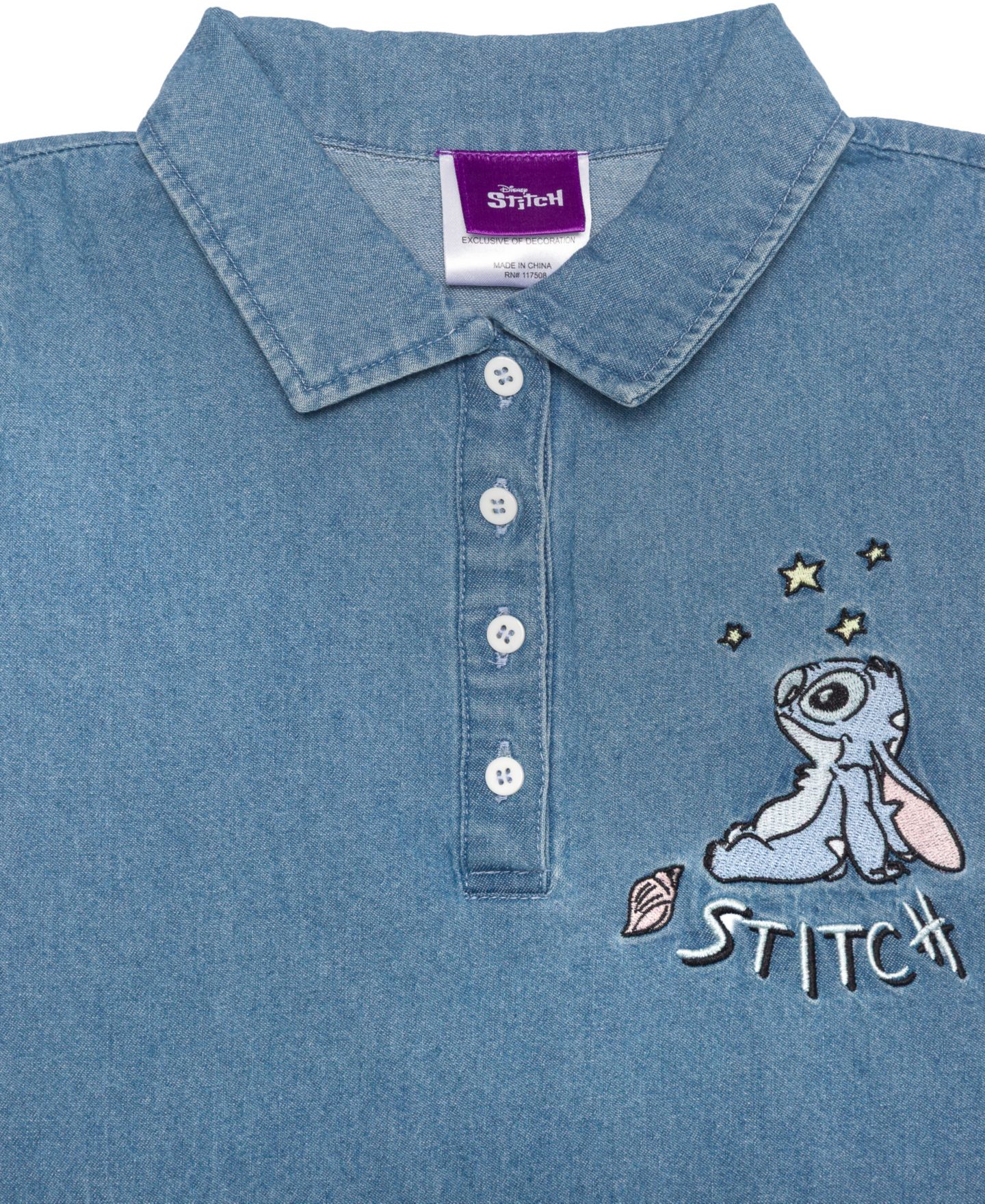 Платье Disney Stitch Cap-Sleeve Collared Dress для девочек, цвет: Синий — фото 3