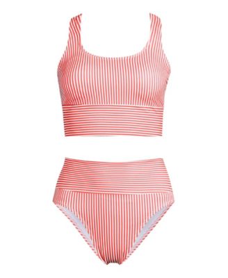 Women's Tugless Midkini Top and High Waisted Bottom Swimsuit Set