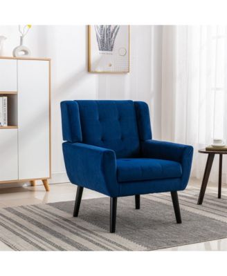 Modern Soft Velvet Accent Chair Dining Chair Bedroom Chair With Black Legs