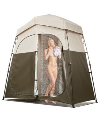 2-Room Portable Camping Shower Tent with Carry Bag