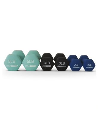 2, 3, and 5 Pound Neoprene Dumbbell Free Hand Weight Set w/ Rack, Pastel