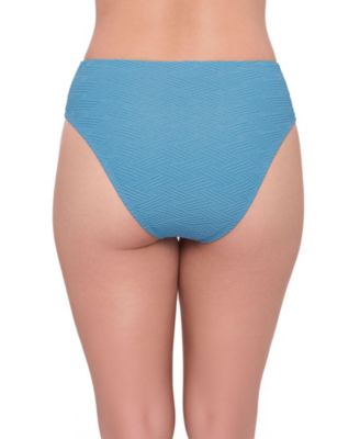 Women's Smoothing Novelty Cinch Front High Cut Bikini Swimsuit Bottoms