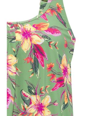Women's Tropical Print Oversized Tankini Swimsuit Top