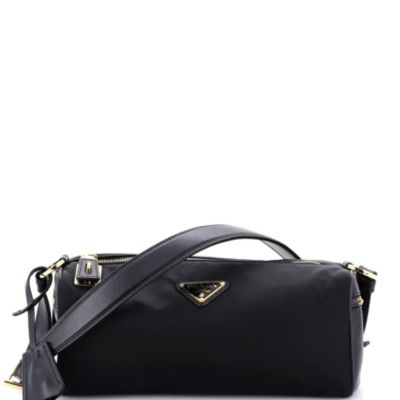 Medium Padlock Bauletto Shoulder Bag Re-Nylon with Leather