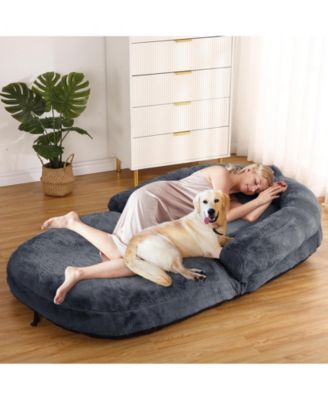 Human Giant Dog Bed for People Adult, Foldable Lazy Sofa Bed for Men Women and Pets, Washable Corduroy Nap Bed