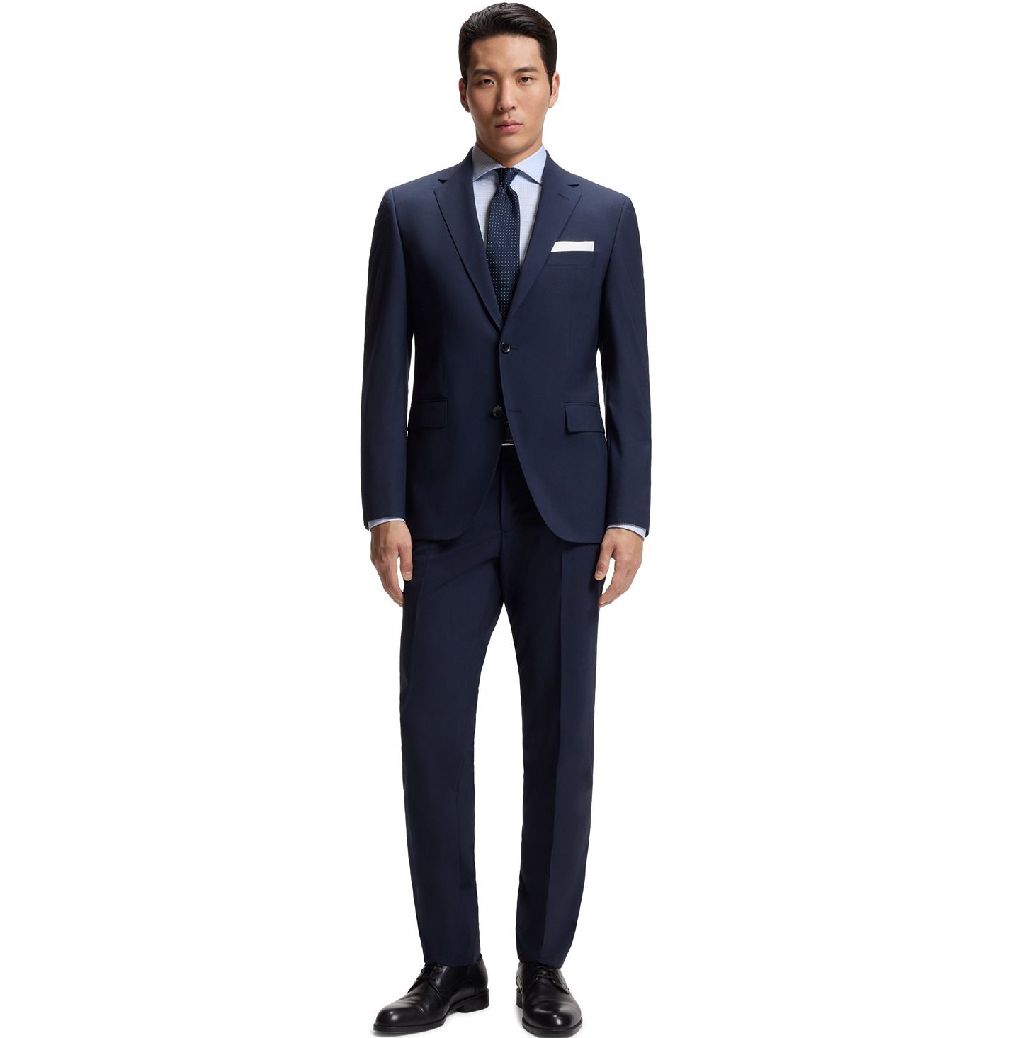 Мужская рубашка Hugo Boss Easy-Iron Cotton Twill Slim-Fit Dress Shirt, цвет: Синий — фото 3