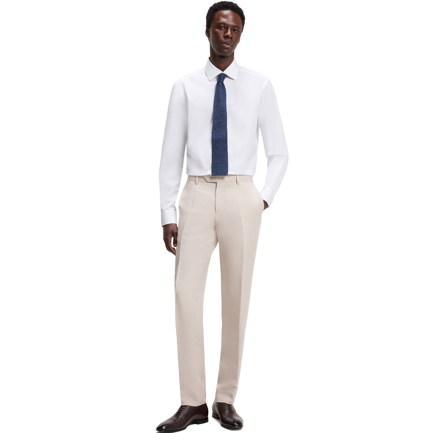 BECKHAM x BOSS Men's Slim-fit Cotton Dress Shirt