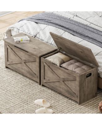 Wooden Storage Chest, Safety Hinge, Easy Assembly, Large Toy Bench, Entryway, Living Room