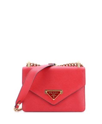 Small Envelope Flap Chain Shoulder bag Saffiano Leather