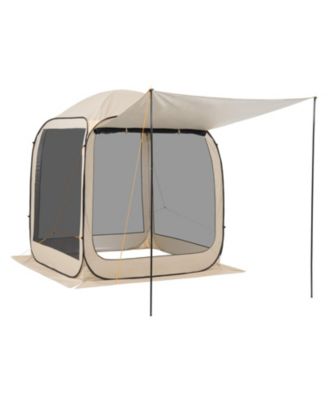 6 x 6 Ft Pop-Up Screen House Tent with Awning for 4-6 People