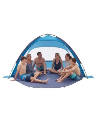 6-Person Beach Tent Sun Shelter with UPF 50+ Protection and Sand Pockets