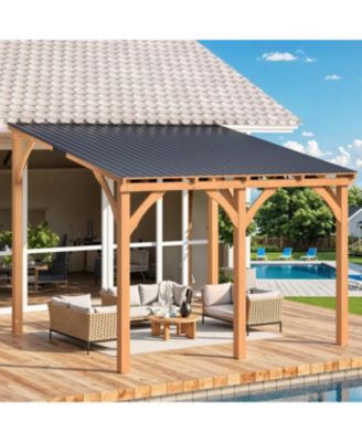 10' x 10' Wooden Hardtop Lean-To Feature Gazebo/Pergola