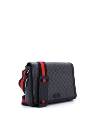 Medium Web Strap Flap Messenger Bag GG Coated Canvas