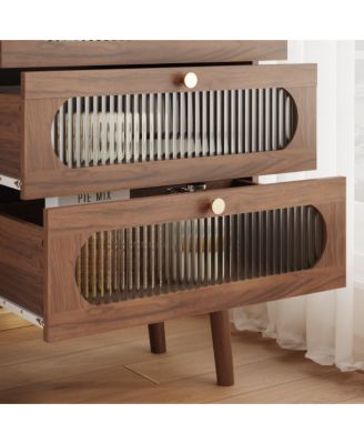 8 Drawer Dresser with Lockable Drawer Brown Wood for Bedroom Security Storage