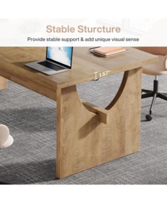 Executive Office Desk, 63-Inch Farmhouse Computer Desk, Large Writing Study Conference Table