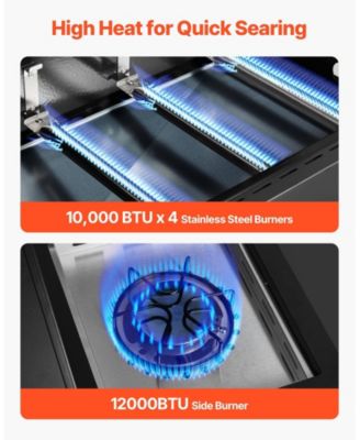 4-Burner Propane Gas Grill with Side Burner, 425 Sq. In. Cooking Area, 52,000 BTU