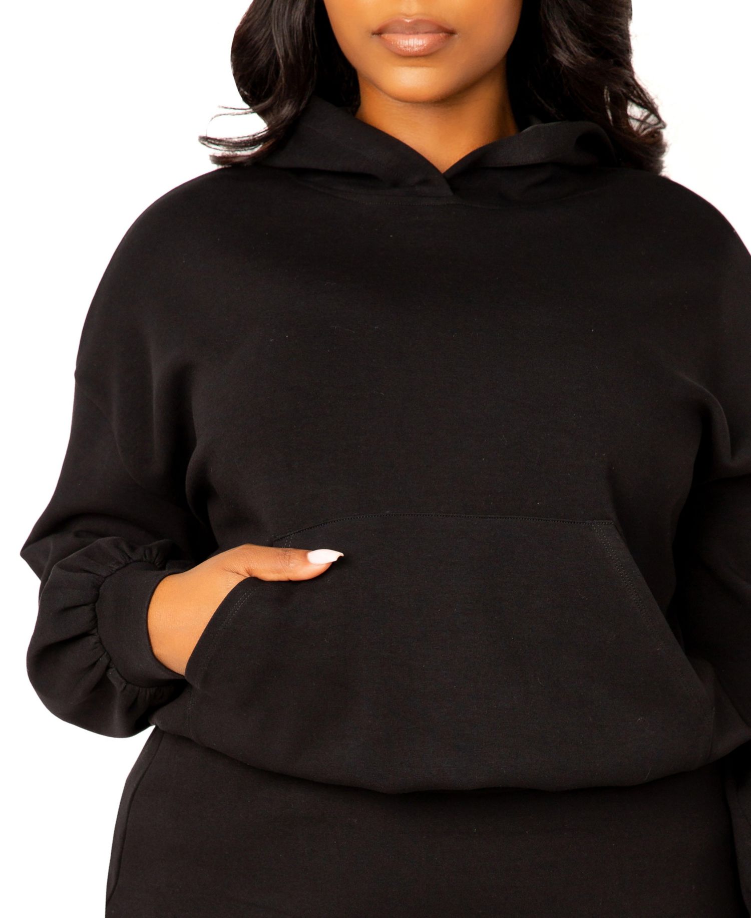 Plus Size Scuba Hoodie and Peplum Skirt Set