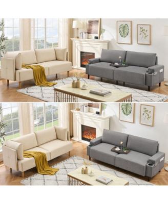76.7" Modern Loveseat Sofa With Armrests, Modern Sofa With Deep Seats And 2 Removable Back Cushions, For Living Room, Bedroom, Apartment, Office