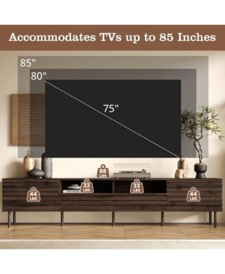 78 inch Modern TV Stand for TVs up to 85" with Closed Storage & Cable Management, Soft-Closing Hinges, Iron Legs for Living Room