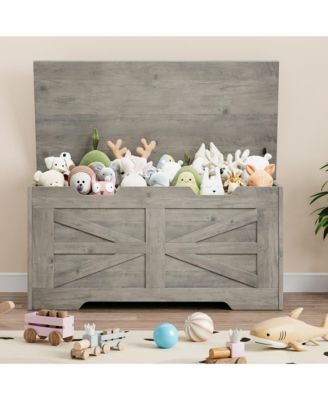 Wooden Toy Chest & Storage Bench, Safety Hinge for Kids  Room