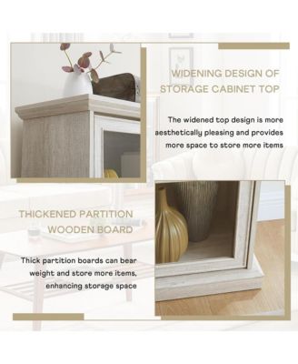 Display Cabinet with 4 Flip up Glass Doors, 4-Tier Versatile Storage Organizer, Antique Bookcase for Office, Living Room