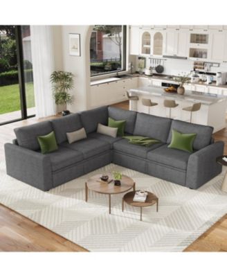 Sectional Sleeper Sofa, Corduroy Couch with Pull-Out Bed and Storage, Tool-Free Assembly