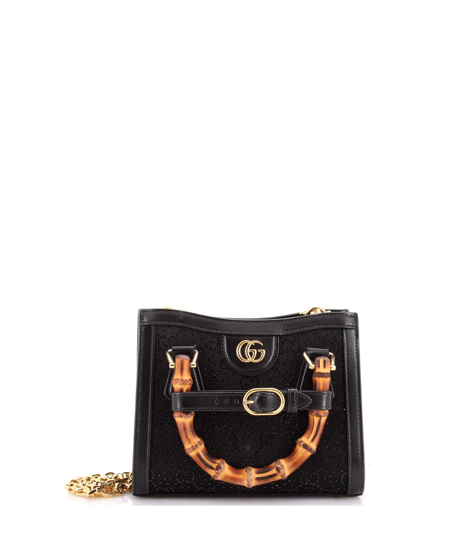 Mini Diana NM Bamboo Handle Tote Crystal Embellished GG Canvas
