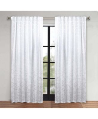 Washable Leaves Room Darkening Back Tab Curtains