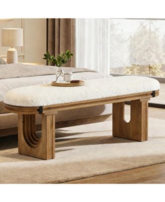 Solid Wood Bench, End of Bed Bench, Entryway Bench with Upholstered