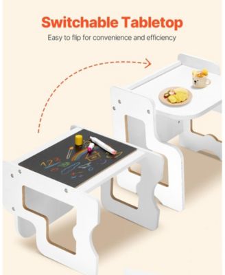 Montessori Weaning Table and Chair Set 3 in 1 with Chalkboard and Adjustable Height